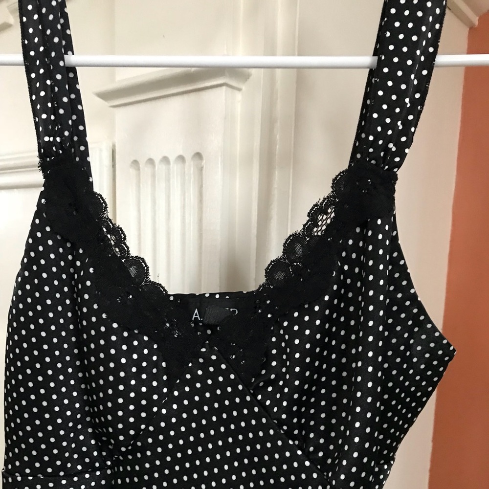 Black and white polka dot camisole